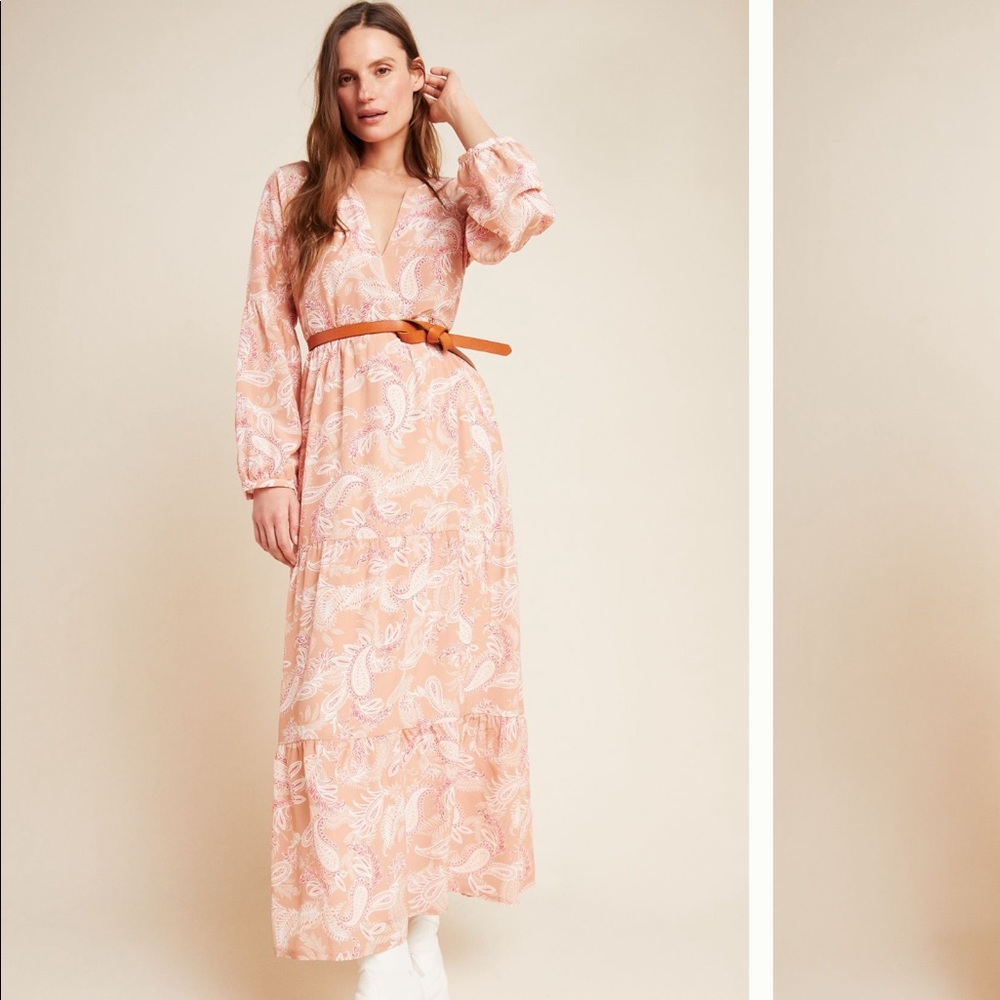 NWT Anthropologie Bernadette Silk Maxi Dress SZ 10